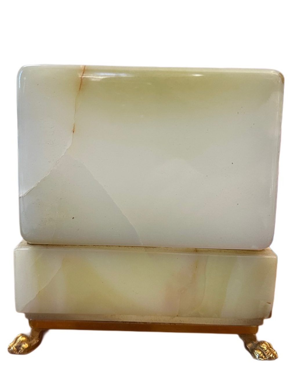 60s-70s Onyx Marble Trinket Jewelry box hand carved luminous hinged lid - Picture 6 of 13